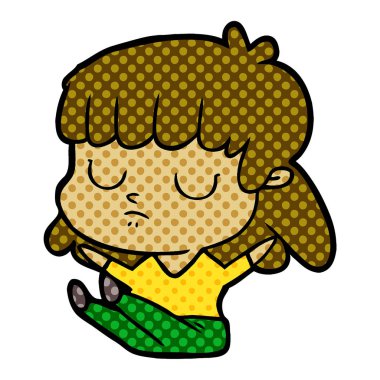 çizgi film kayıtsız kadın oturuyordu