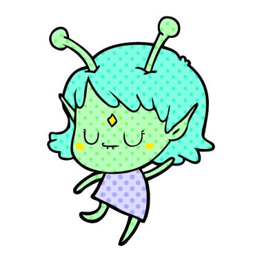 vektör çizim karikatür uzaylı kız