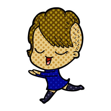 mutlu çizgi film kız vektör çizim