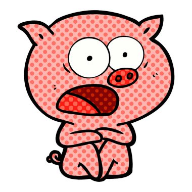 oturarak şok karikatür domuz