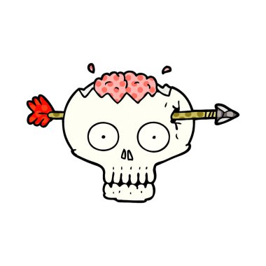 çizgi film kafatası beyin aracılığıyla oklu