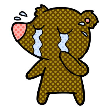 vektör çizim ayı ağlıyor çizgi film