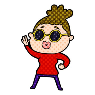 sallanan kadın güneş gözlüğü takıyor çizgi film