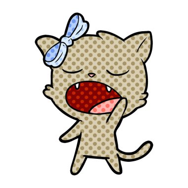 vektör çizim karikatür esneme kedi