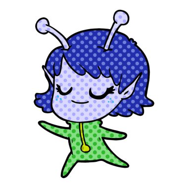 gülümseyen uzaylı kız çizgi film