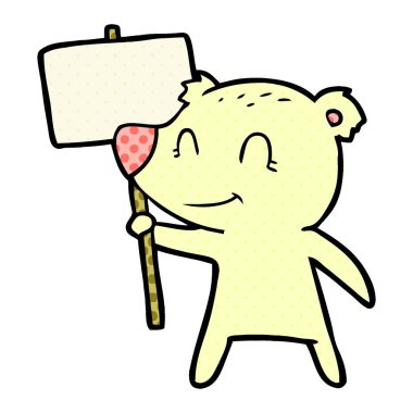 işaret tutan karikatür ayı