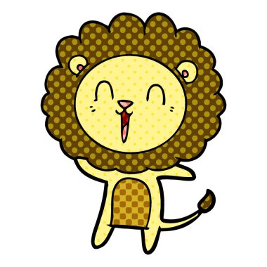 Aslan karikatür gülen vektör çizim
