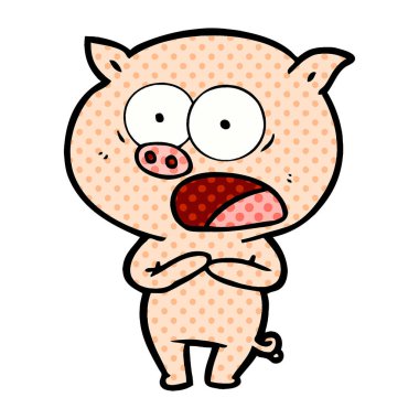 vektör çizim karikatür domuz bağırarak