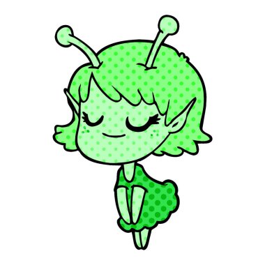 gülümseyen uzaylı kız çizgi film