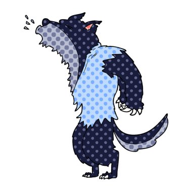 vektör çizim karikatür uluyan kurt adam