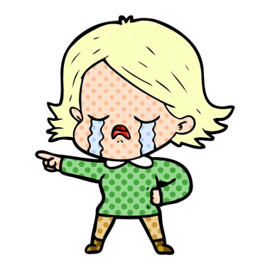 vektör çizim karikatür kız ağlıyor
