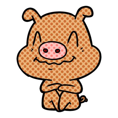 gergin çizgi film domuz oturan