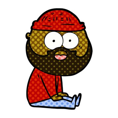 oturan sakallı adam çizgi film