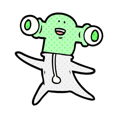 Dostu karikatür uzaylı vektör çizim