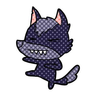 vektör çizim öfkeli wolf çizgi film