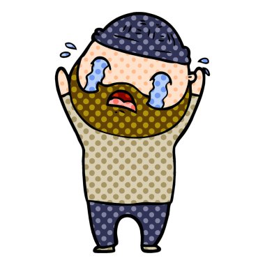 sakallı adam ağlıyor çizgi film