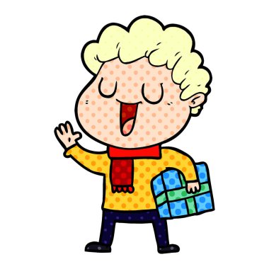 çizgi film adam hediye ile