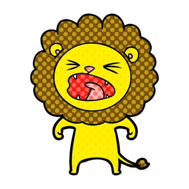 vektör çizim karikatür kızgın aslan
