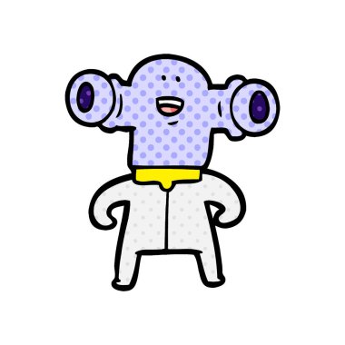 Dostu karikatür uzaylı vektör çizim