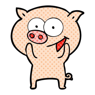 neşeli domuz karikatür vektör çizim