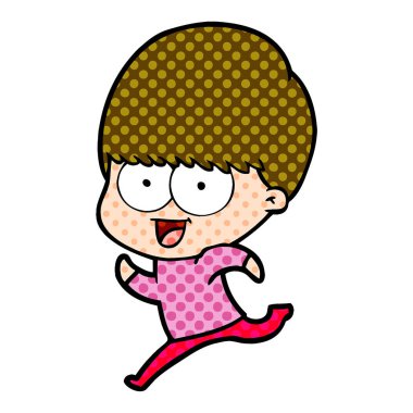 mutlu çizgi film çocuk vektör çizim