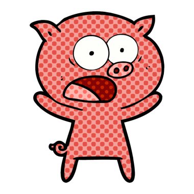 vektör çizim karikatür domuz bağırarak