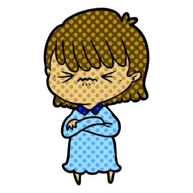 rahatsız çizgi film kız vektör çizim
