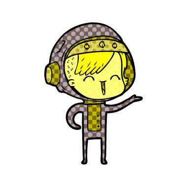 mutlu karikatür alan kız