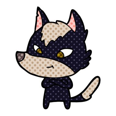 vektör çizim dostu karikatür kurt