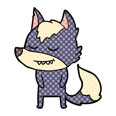 vektör çizim dostu karikatür kurt