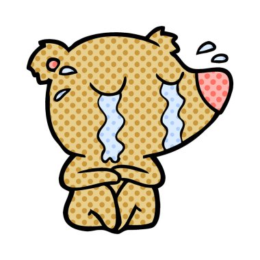 vektör çizim ayı ağlıyor çizgi film