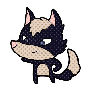 vektör çizim dostu karikatür kurt