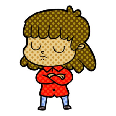 çizgi film kayıtsız kadın kolları katlama