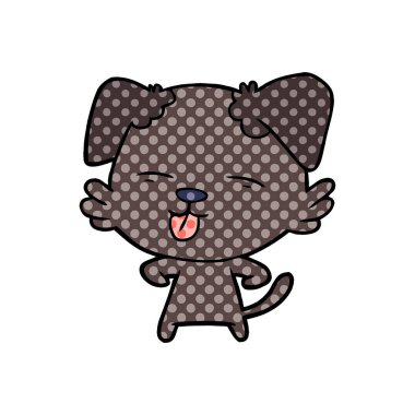 Çizgi filmdeki köpek dilini çıkartıyor.