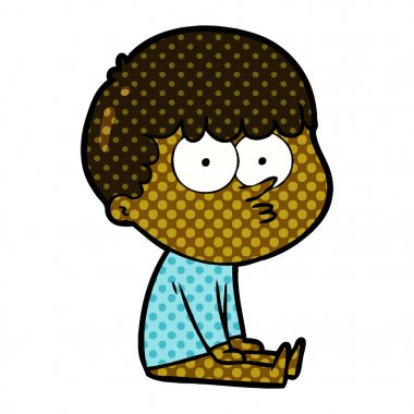 oturdu çizgi film çocuk bekliyor