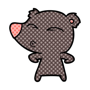 vektör çizim karikatür ayı ıslık