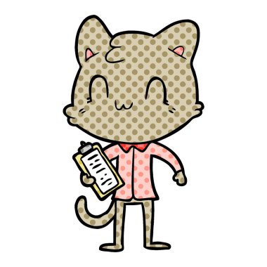 vektör çizim karikatür mutlu kedi