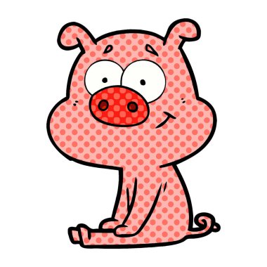 mutlu karikatür domuz vektör çizim