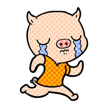 domuz çalışan uzakta ağlıyor çizgi film