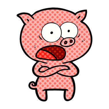 vektör çizim karikatür domuz bağırarak