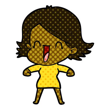 vektör çizim karikatür mutlu kadın