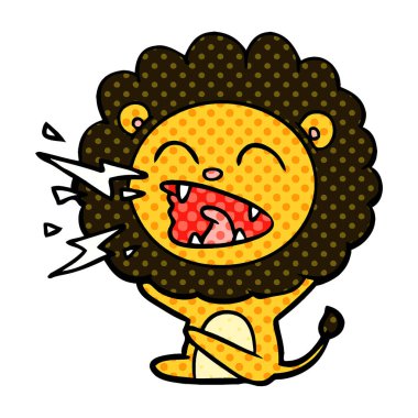 vektör çizim karikatür kükreyen aslan
