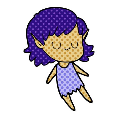 mutlu karikatür elf kızı