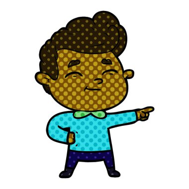 mutlu çizgi film adam vektör çizim