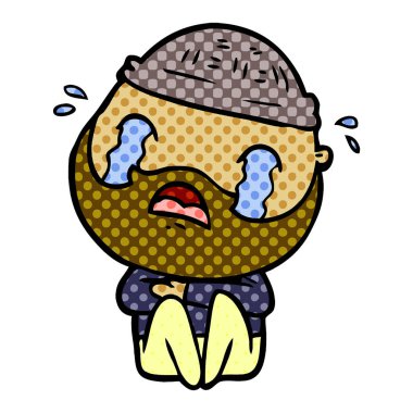 sakallı adam ağlıyor çizgi film