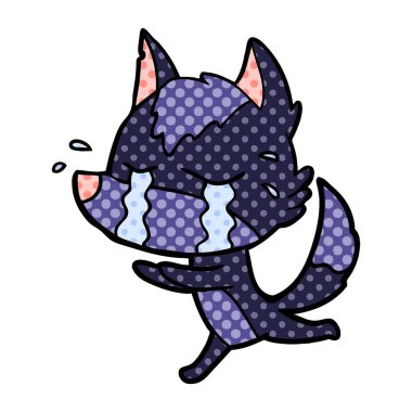 vektör çizim karikatür ağlayan kurt