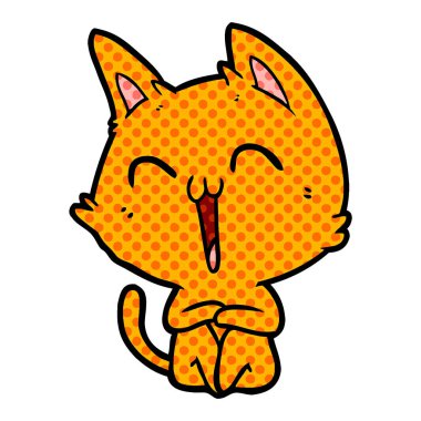 vektör çizim karikatür mutlu kedi