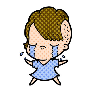 Ağlayan kızın vektör çizimi