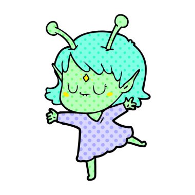 vektör çizim karikatür uzaylı kız