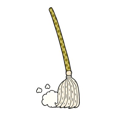 vektör çizimi karikatür süpürge süpürme